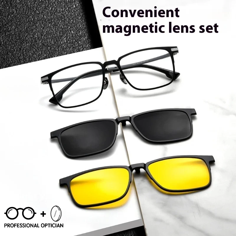 

Magnetic Myopia 2 in 1 TR Polarized Clip on Glasses Day Night Dual Use Sunglasses Driving Prescription Glasses with Degree