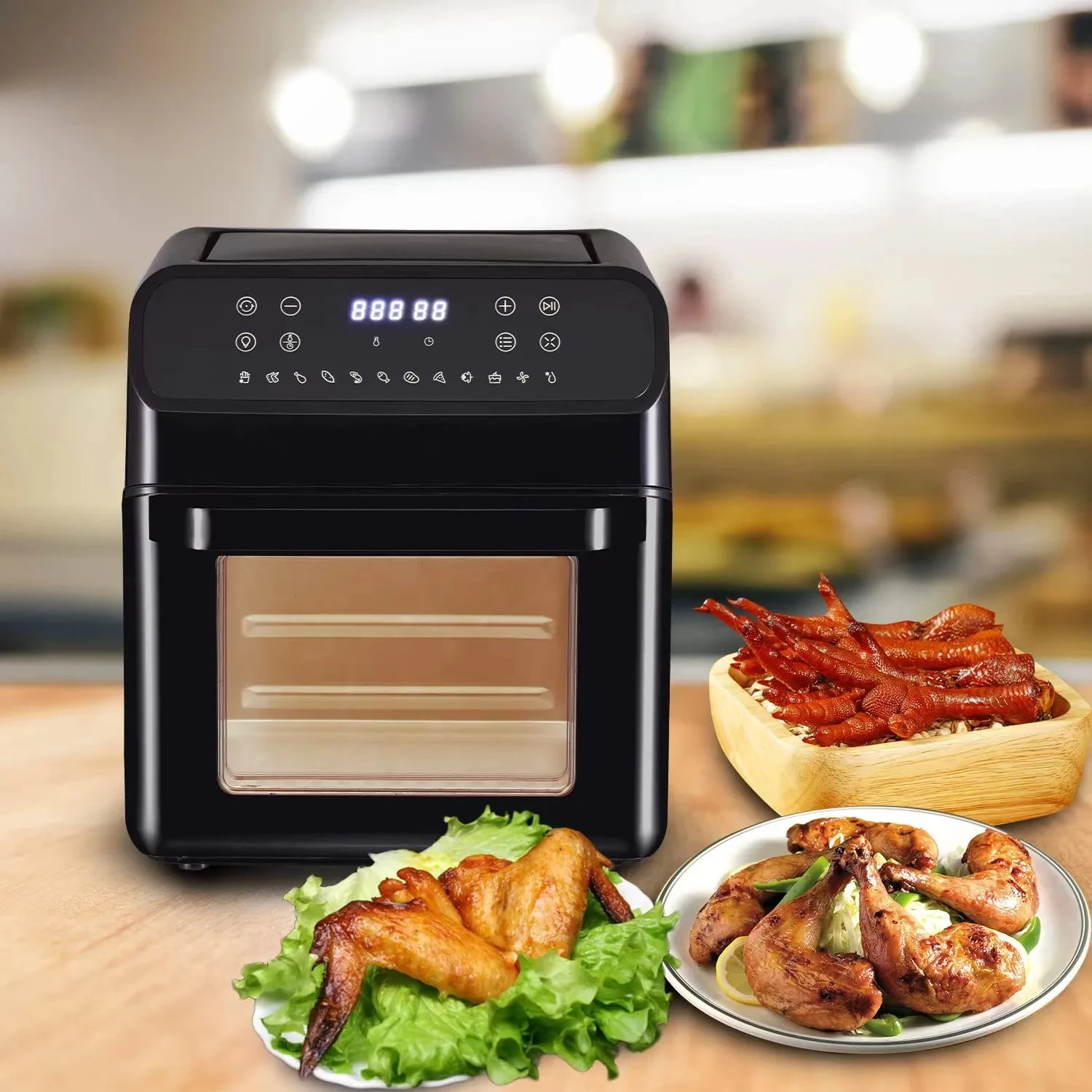 2025 عنصر تسخين الهالوجين الأكثر مبيعًا 1700 وات مع 12 دليل طهي مسبقًا 12 لتر فرن مقلاة هوائية