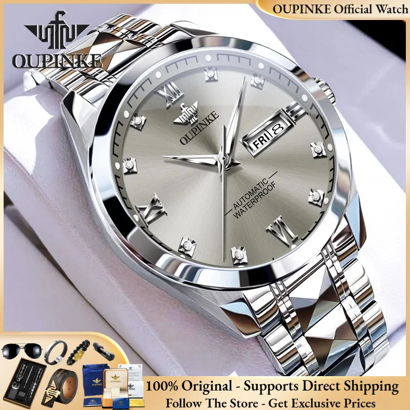 OUPINKE 3262 Luxury Men Brand All Automatic Mechanical Watch Imported Movement Roman Scale Calendar Waterproof Classic Men Watch