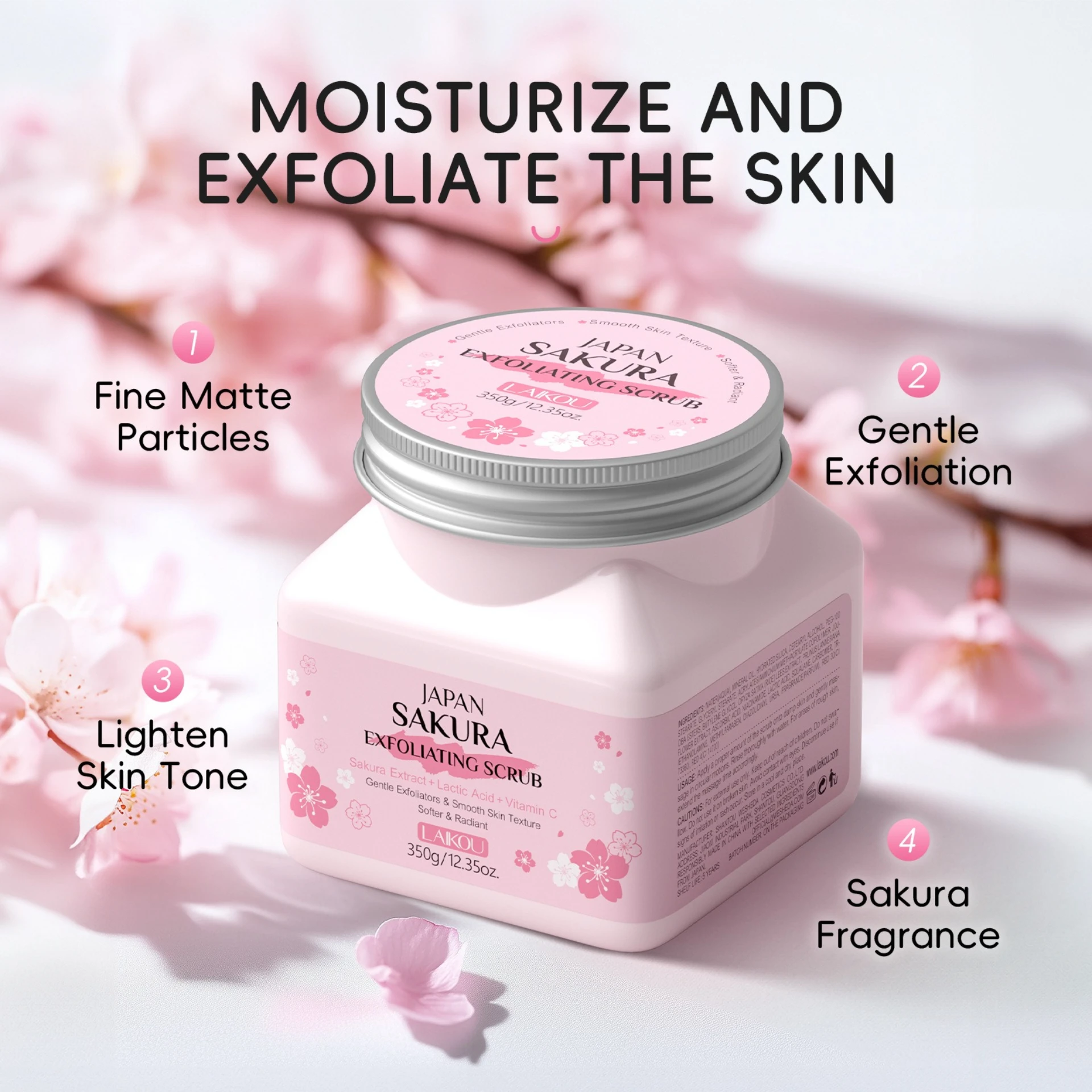 Sakura Scrub For face body Deep Cleansing Gentle Exfoliation Moisturizing Improves Rough Rejuvenation Skincare