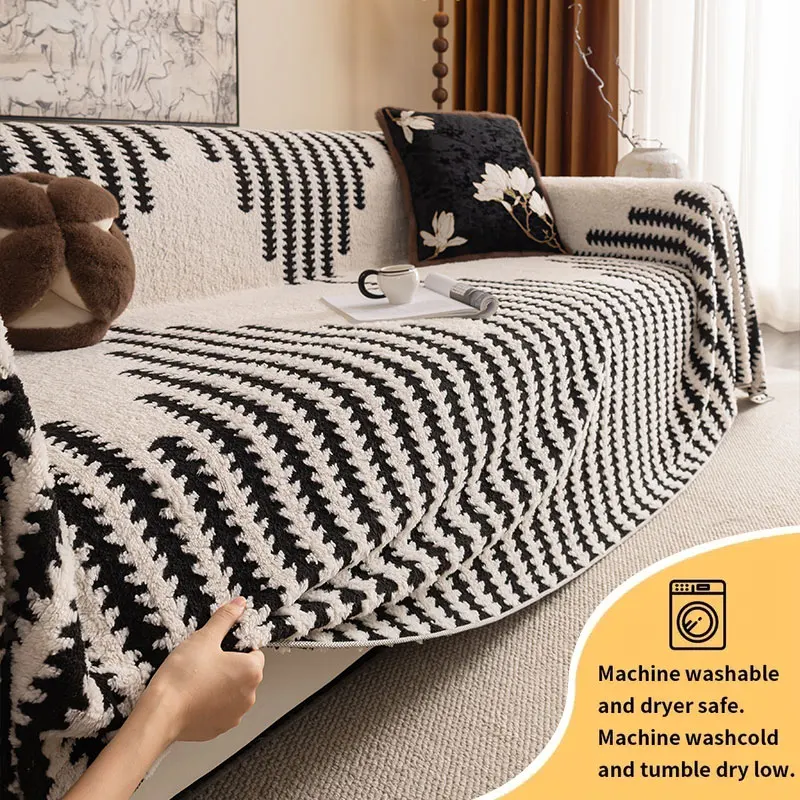 1PC-Moderner, minimalistischer Sofabezug in nordischer Linie, High-End-Sofahandtuch, All-Inclusive, neues Kissen für Herbst und Winter