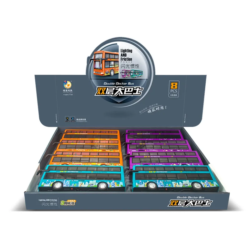 Legering Outdoor Sightseeing Dubbeldekker Bus Simulatie Geluid en Licht Auto Speelgoed Geschenken B204