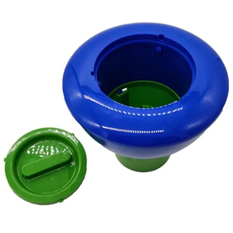 PZHI 7 Inch Swimming Pool Float Chlorine Bromine Tablet Dispenser, Floating Applicator for Pools Spas Hot Tubs, Blue Green ABS