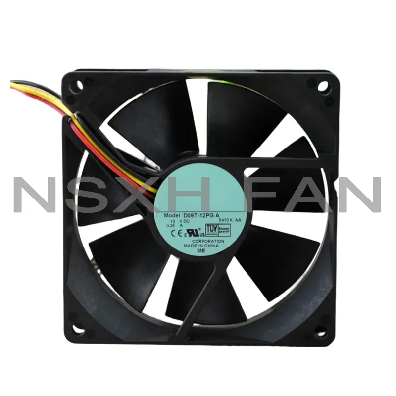 Ventilador Original Brand New, D09T-12PG A, 12V, 0.25A, 9cm, 9025, 909025