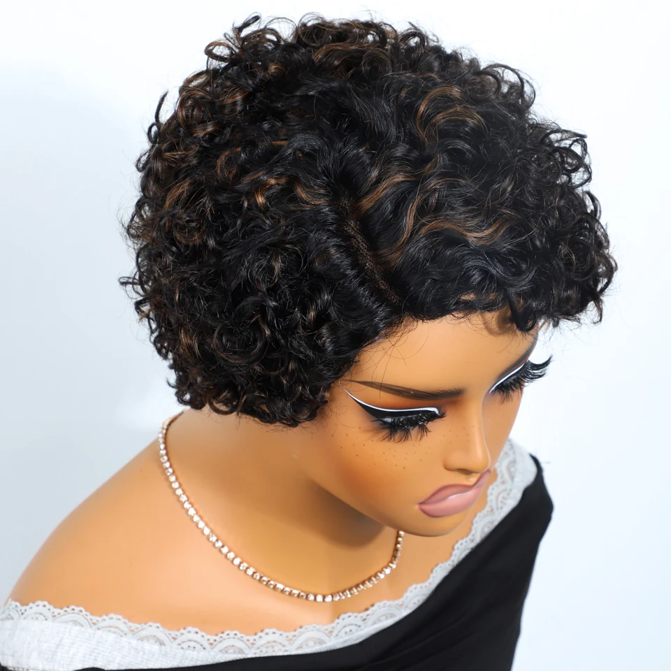 Jerry Curly Short Pixie Lace Front Human Hair Wigs for Women HD Lace Wigs Human Hair Multi Parting Water Wave Lace Front Wig image 4