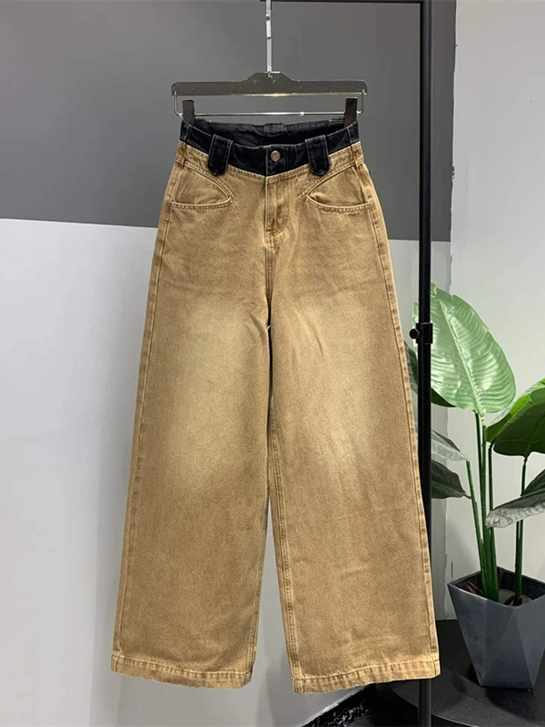 

Yellow High Waist Wide Leg Jeans Women's Loose Fit Comfortable Straight Cut Trousers Spring New Sle Casual Loose Feeling Sl...