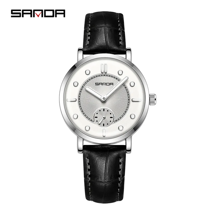 SANDA 1140 Quartz Watch Fashion Simple Waterproof Belt Women's Watch Night Light Trendy Wristwatch for Ladies