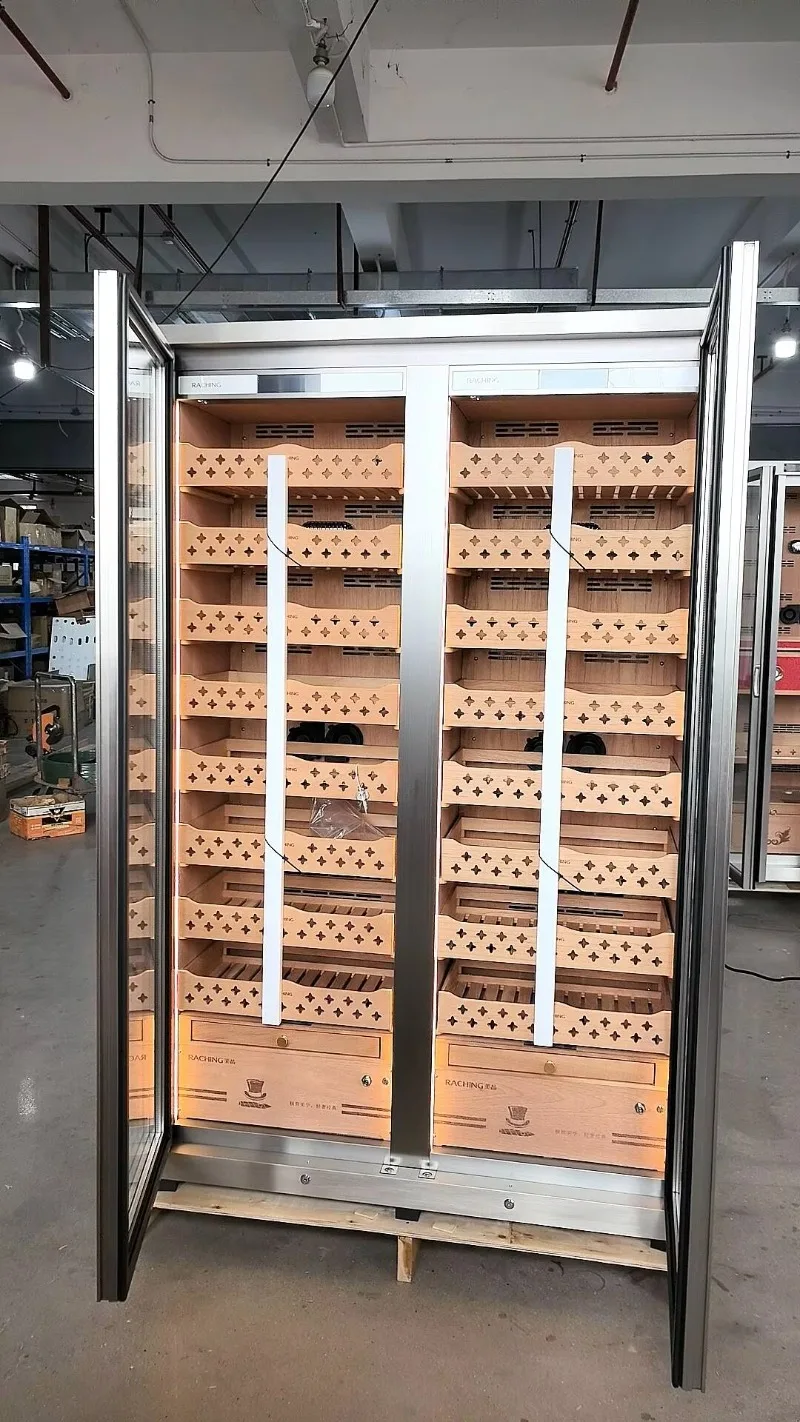 Leather Electric Power Source Cigar Humidor Cabinet Temperature and Humidity Regulation for Household Use