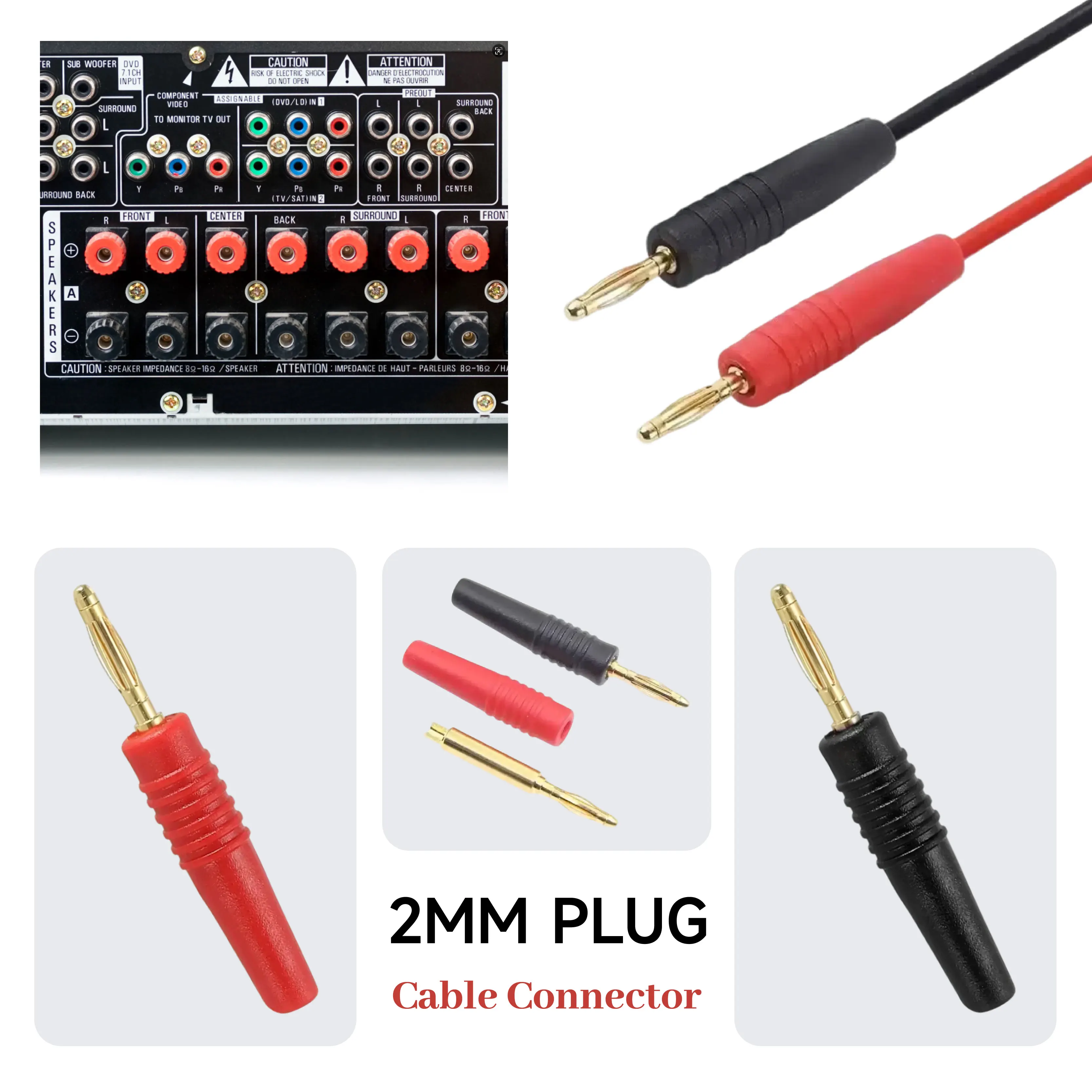 

2 мм штекеры типа «банан» красные и черные штекерные разъемы для проводного динамика аудиооборудования усилителя