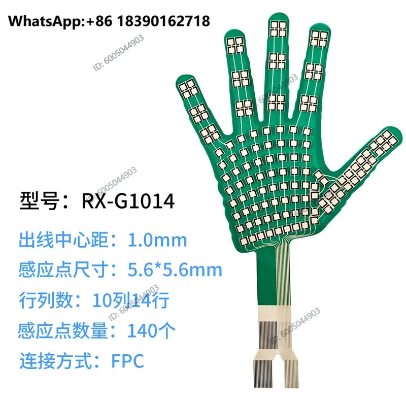 1 pair G1014 Flexible Thin Film Pressure Sensor Resistance Strain Type Machine Palm Grip Tactile Intelligent Sensing