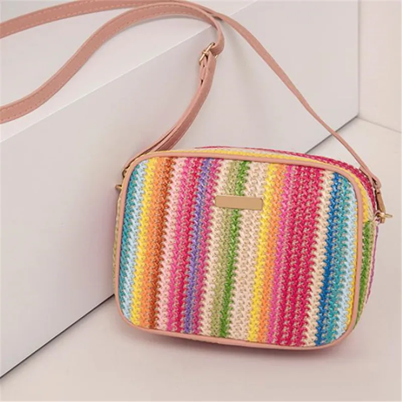 Trend ige Damen taschen, modisches und künstlerisches Weben, mehrfarbige Stroh gewebte Taschen, Umhängetaschen im ethnischen Stil, Damen taschen – Detail 4