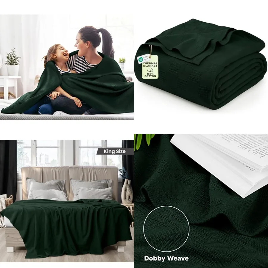 

100 Cotton Thermal Blanket Size Soft, Lightweight, Breathable, Cozy Spring and Summer Blankets for Bed, Home Room Decor Gifts f