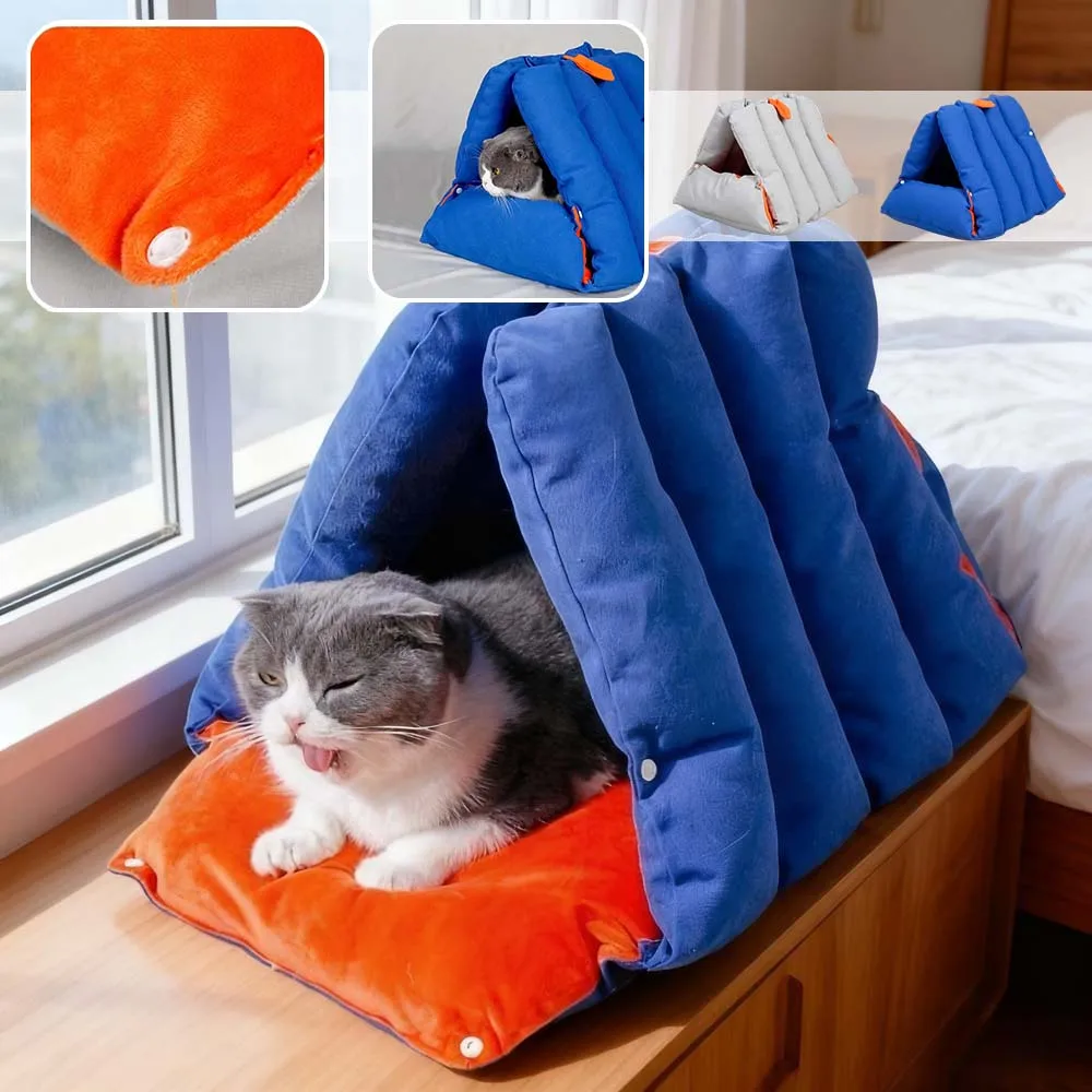 

1PC Indoor Triangle Warm Pet Nest for Cats and Small Dog Foldable Combination Cat House Warm Cozy Cave for Sleeping Cuccia Gatti
