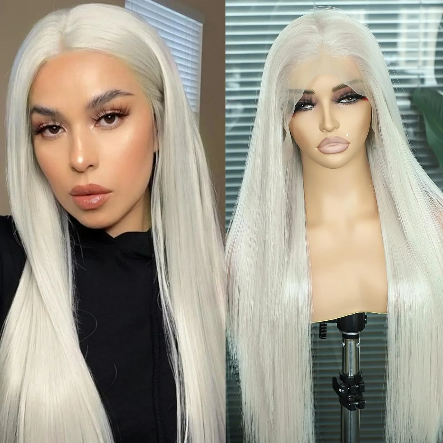 

13X4 HD White Wig Bone Straight Lace Frontal Wig Synthetic Wig High Quality Glueless Pre Plucked Natural Hairline For Wemon
