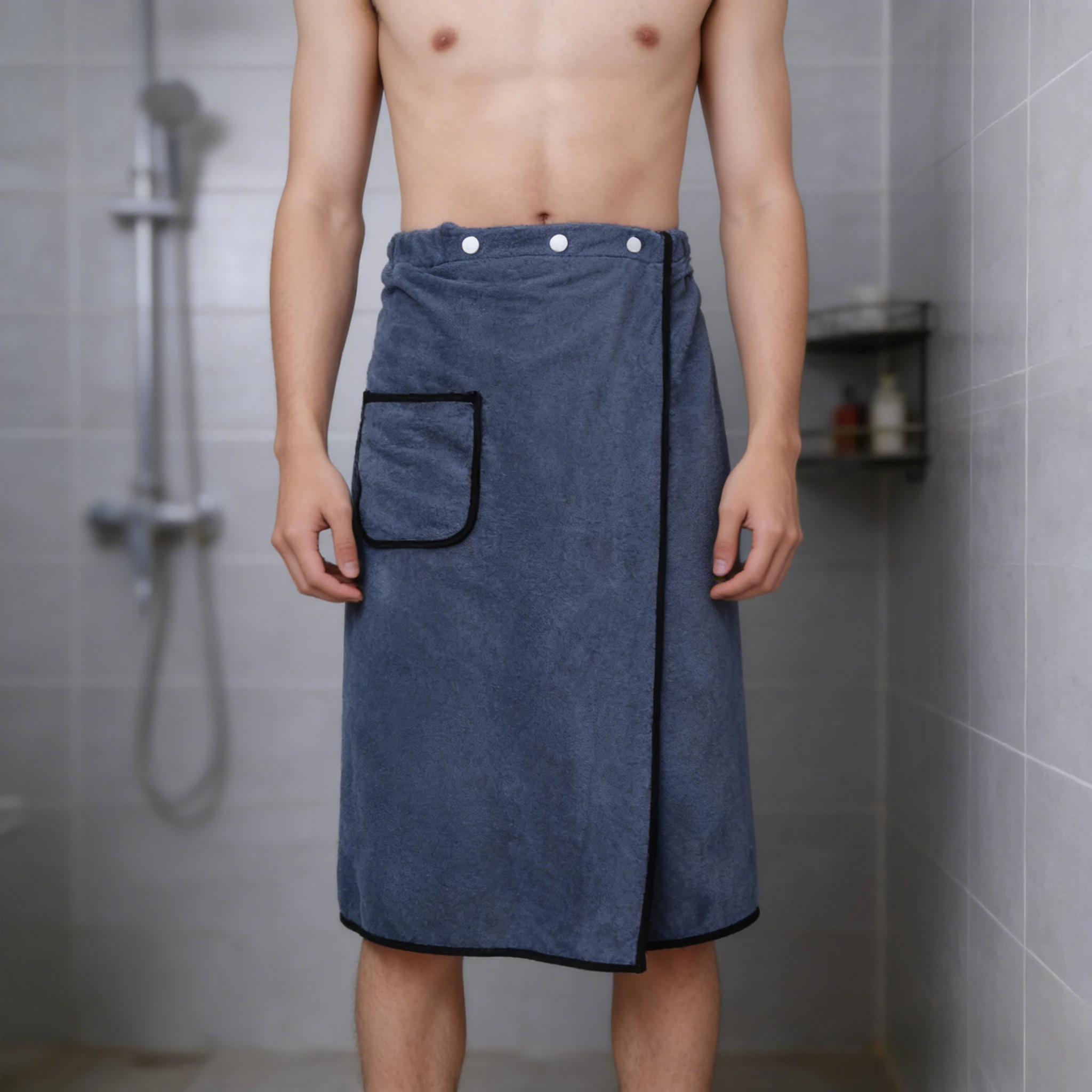 Men Quick Dry Wearable Bath Towel Super Absorbent Thick Non Shedding Beach Shower Robe
