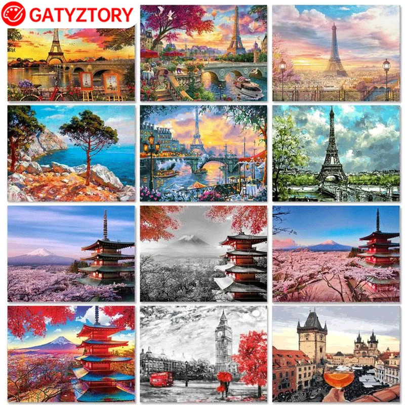 

GATYZTORY 60x75cm Oil Painting by numbers Handpainted Picture Drawing Landscape Coloring by numbers Home decor Artwork