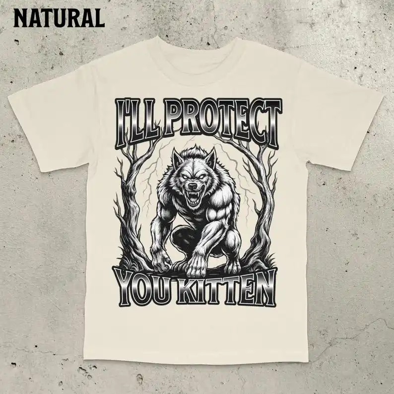 مضحك بالذئب ميمي سأحميك هريرة ألفا وولف تي شيرت الجرافيك قصيرة الأكمام تي شيرت المرأة الصيف عادية تي شيرت علوي #3