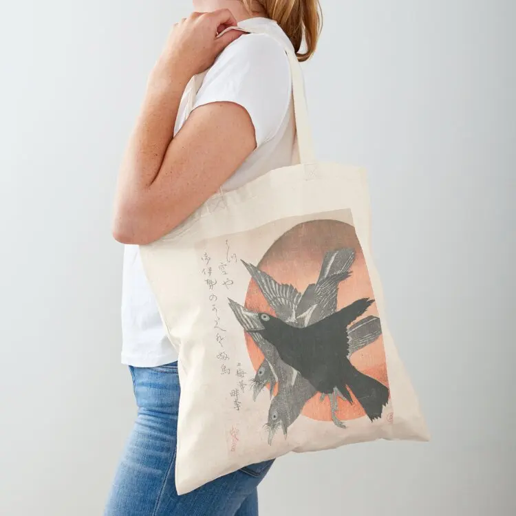 Three Crows against the Rising Sun by Totoya Hokkei, 1810s Tote Bag free delivery bags Shopper handbag Lady bag