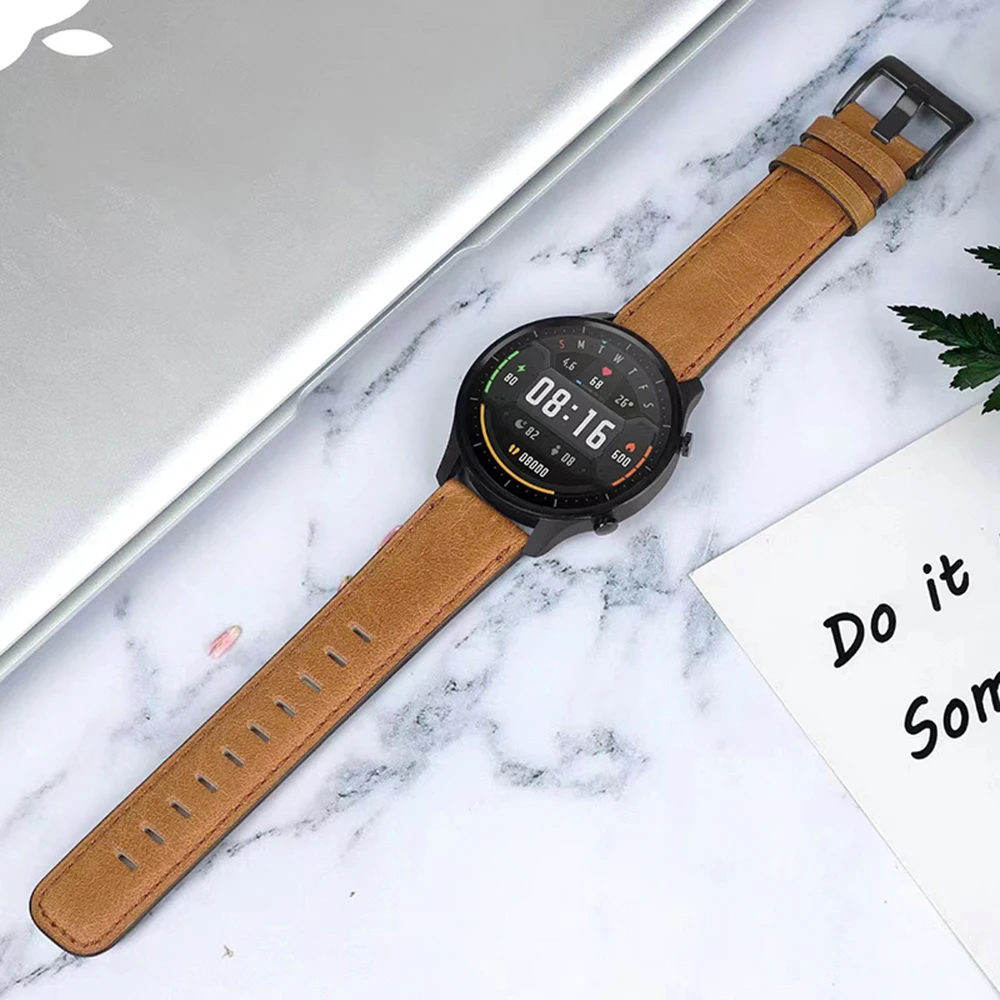 Vinatge sıkıntılı deri kayış için Huawei Watch GT 2 bilezik için Samsung Galaxy aktif 2 Amazfit Bip 20mm 22mm Watchbands