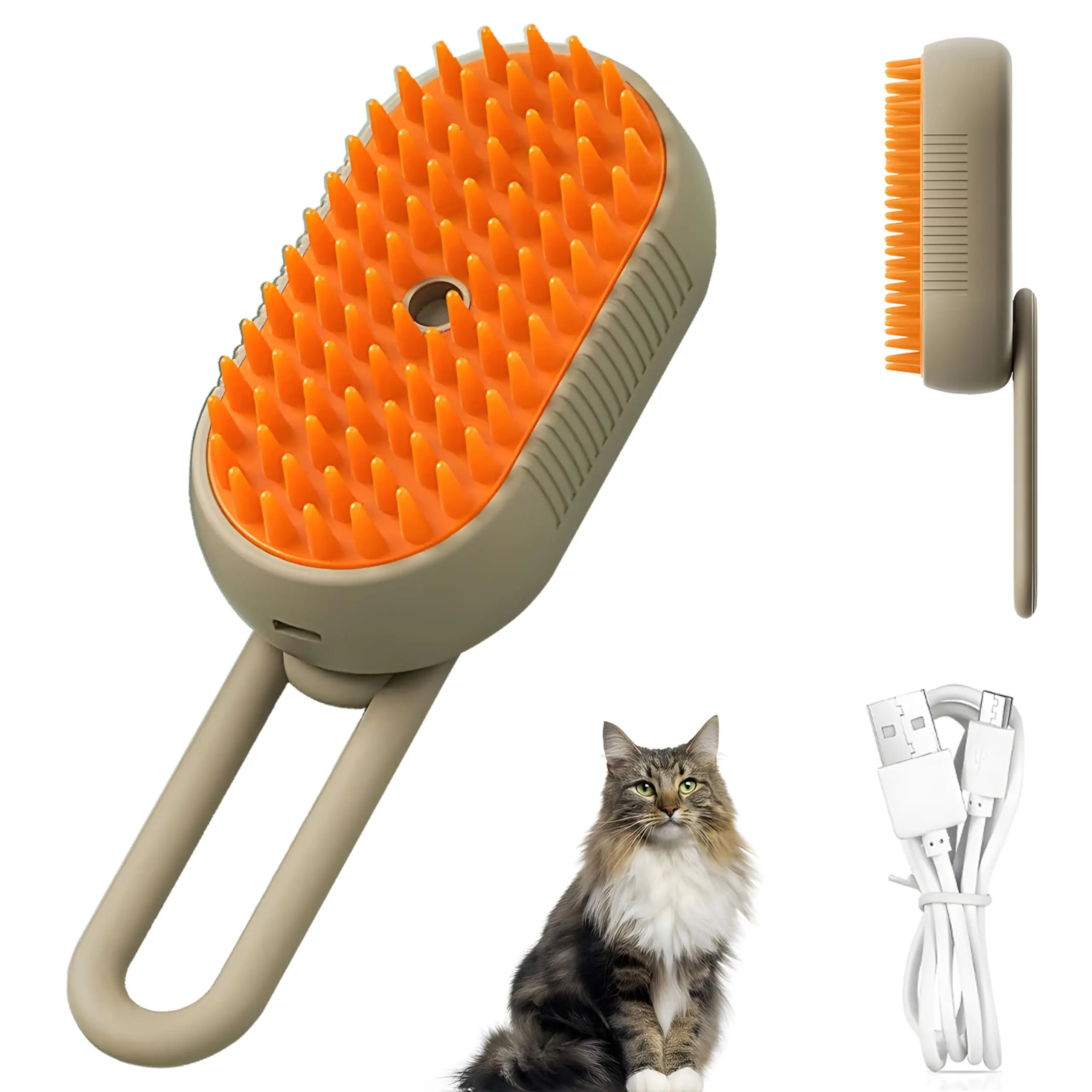 Cat Steam Brush, 3 In 1 Cat Steamy Brush, Silicone Massage Grooming Brush, Pet Hair Cleaning Brush Comb for Cats Dogs