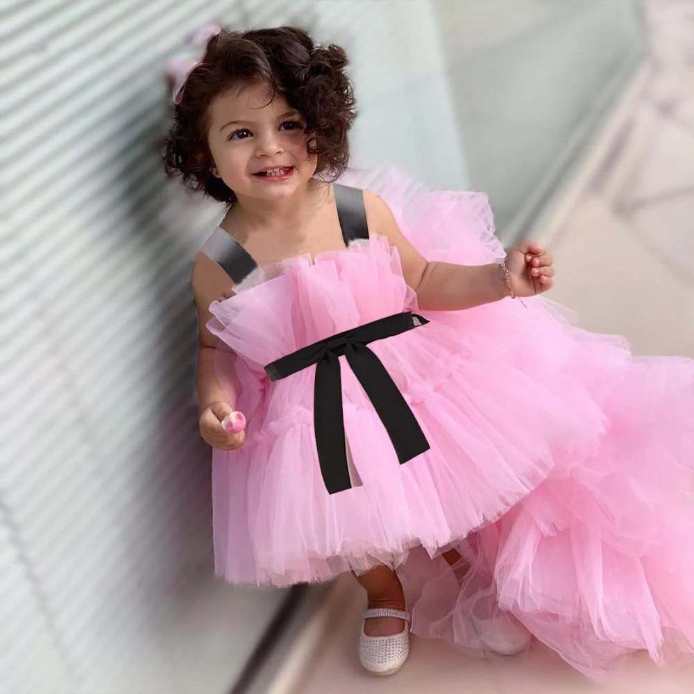 Girls Trailing Dresses Toddler Girl Formal Party Dress Baby Fashion Carnival Pageant Princess Gown Kids Summer Tulle New Costume