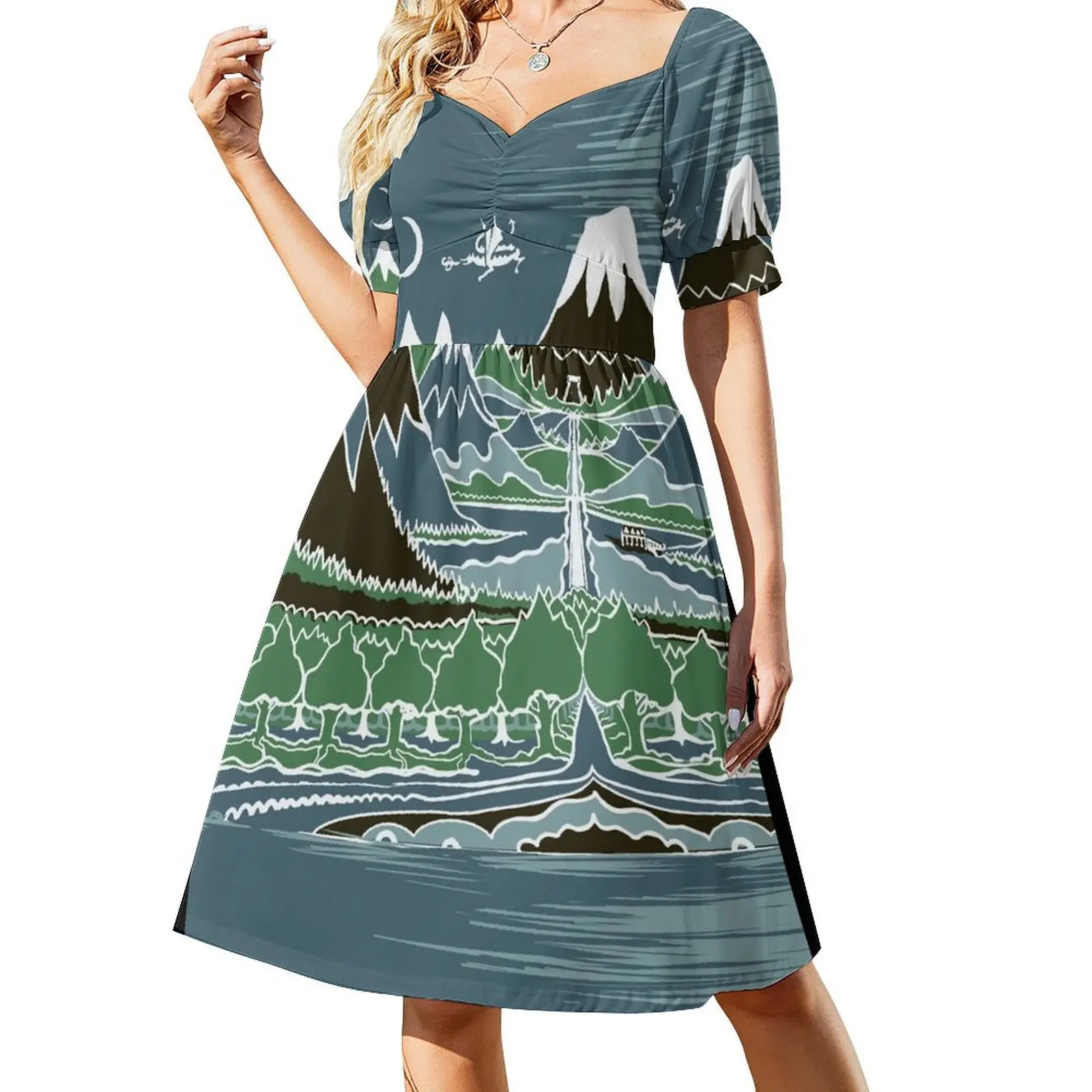 

Forest mountain path in the style of J.R.R.Tolkien Short Sleeved Dress dresses for women long sleeve dress Dress