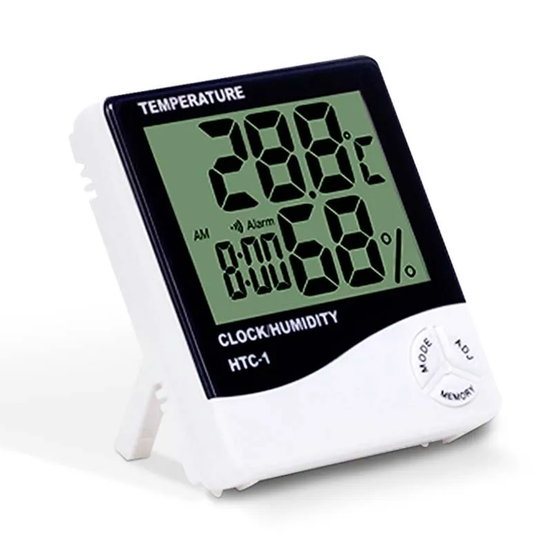 جهاز استشعار درجة الحرارة والرطوبة في الأماكن المغلقة، ساعة إلكترونية LCD، جهاز قياس درجة الحرارة والرطوبة الإلكتروني المنزلي #1