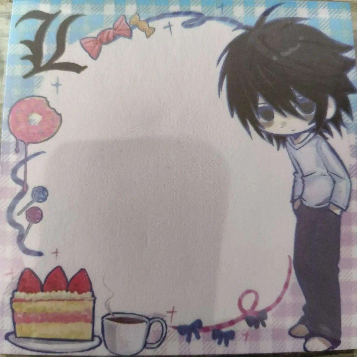 Death Note L Anime Memo Pad Cute Cartoon Notepad Portable Handwriting Note Paper Fans Stationery Gift view 5