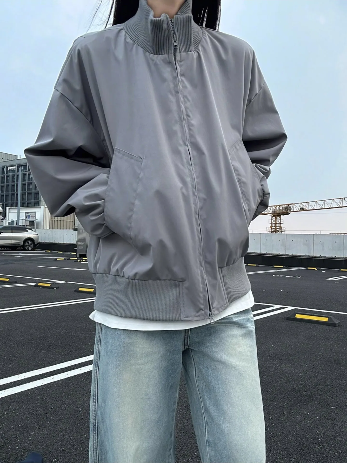 

American Sle Flight Jaet Men's ort Bomber Coat Stand Collar Baseball orm Breathable Polyester Fiber Long Sve