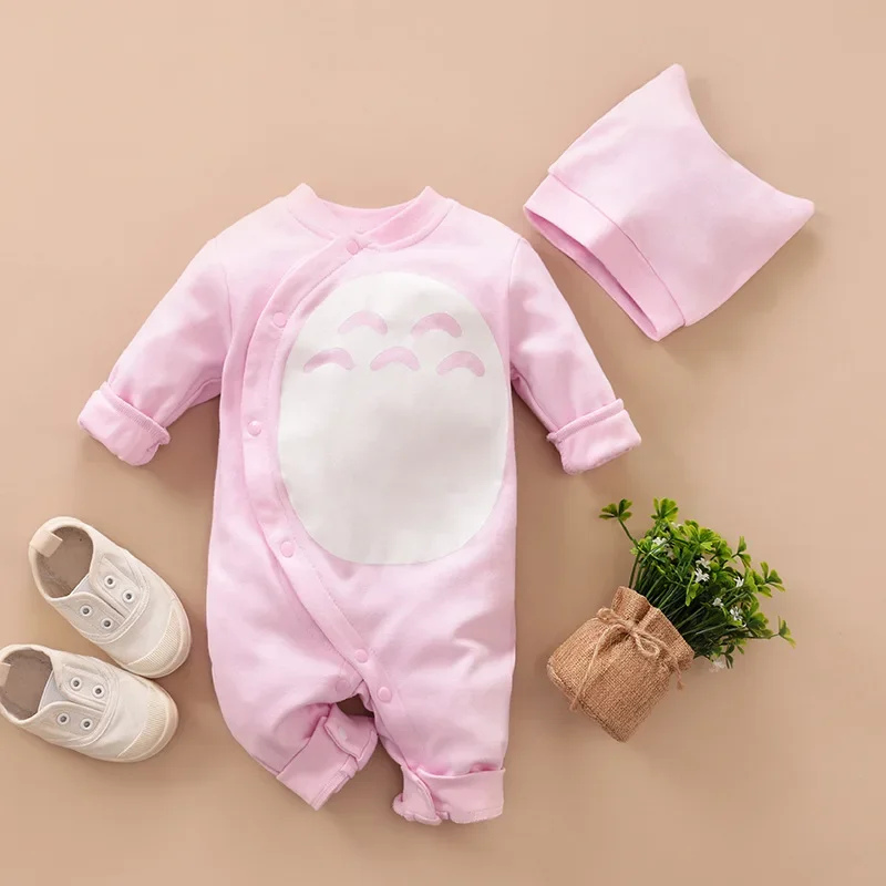 Ropa de bebé recién nacido, disfraz de Totoro de Animal lindo, peleles de recién nacido, ropa infantil doble, mono, conjunto de sombrero