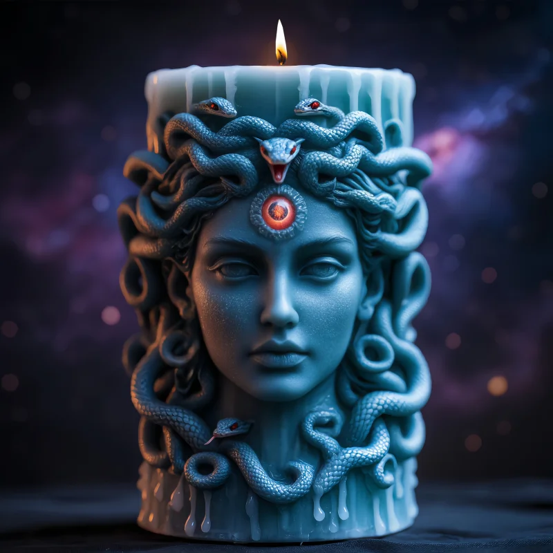 [Themio mítico] molde de silicona para vela Medusa, molde de silicona tridimensional para aliviar el pelo de serpiente, Material respetuoso con el medio ambiente, molde de vela hecho a mano P219