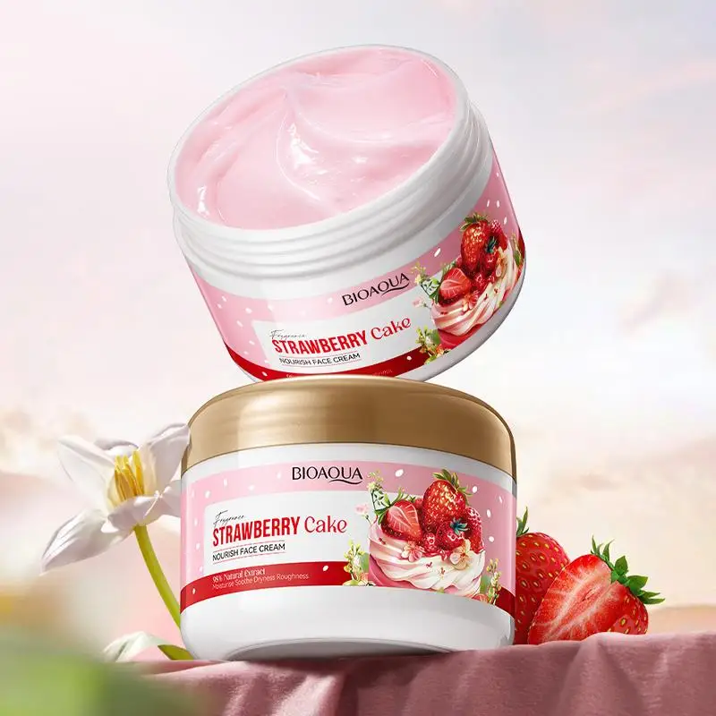 

Strawberry Extract Nourishing Moisturising Cream BIOAOUA Whitening Brightening Repairing Cream Facial Beauty Care Products