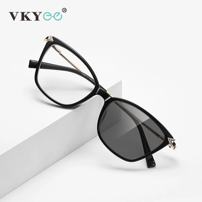 VKYEE Personalized Fashion New Cat Eye Design Women's Anti-Blue Light Reading Glasses Customizable Prescription Photochromic
