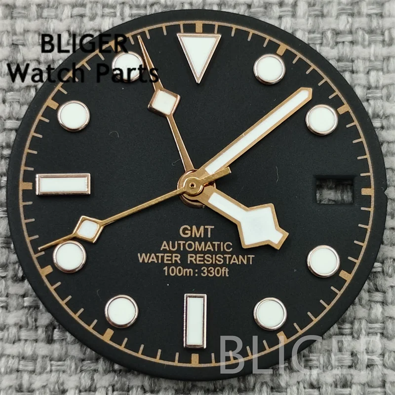 ساعة بليجر بتوقيت جرينتش الطلب NH34 الهاتفي NH34 الأيدي أربعة أيدي الأخضر مضيئة ساعة الطلب صالح GMT NH34 حركة استبدال أجزاء الساعة