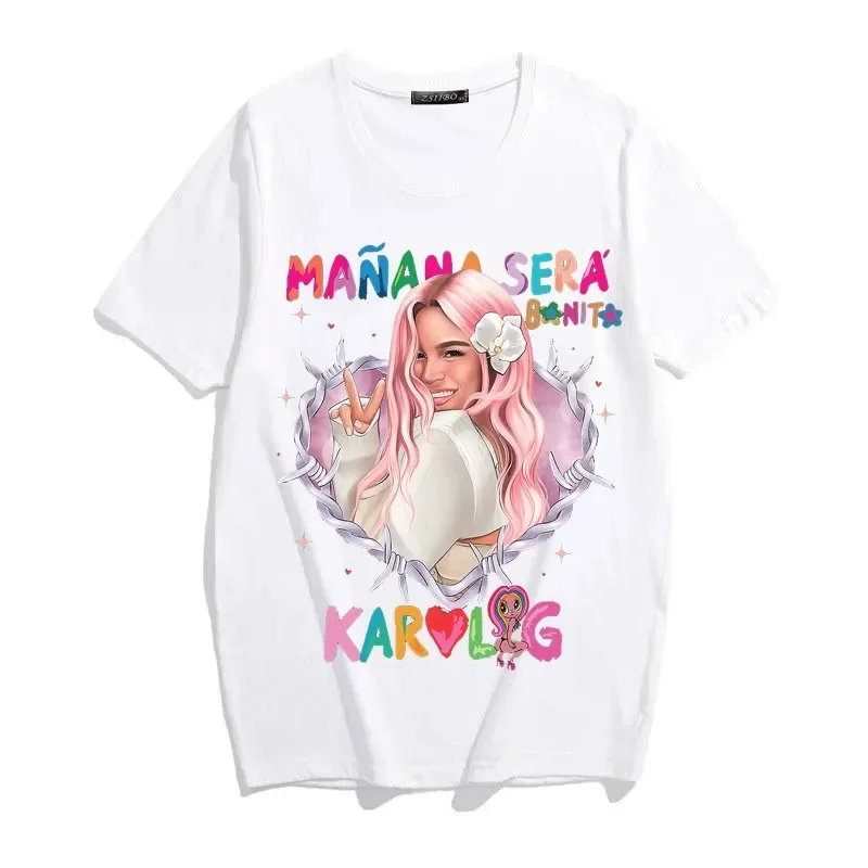 Summer Karol G Bichota O-Neck Cotton T Shirt Men Women Casual Kawaii Short Sleeve Tees Tops Streetwear Oversized y2k Top ropa