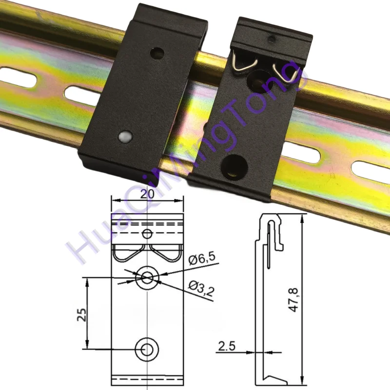 35mm din rail buckle bracket installation, aluminum alloy 20 wide installation hole distance 25mm switch, radiator, relay