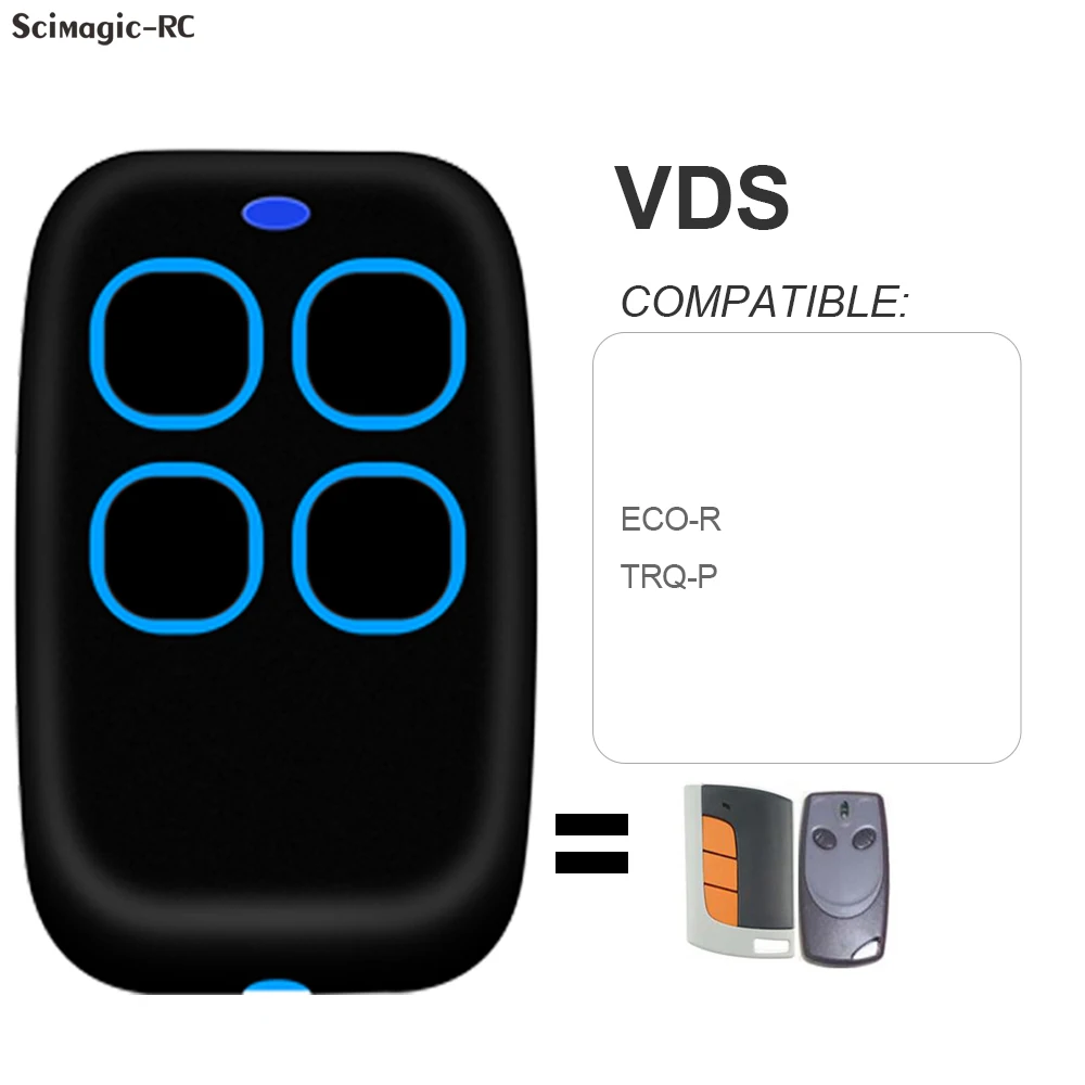 100% Cloning VDS 433MHz Garage Remote Control VDS TRQ P / ECO-R 433.92MHz Rolling Code VDS Gate Command Opener Keychain