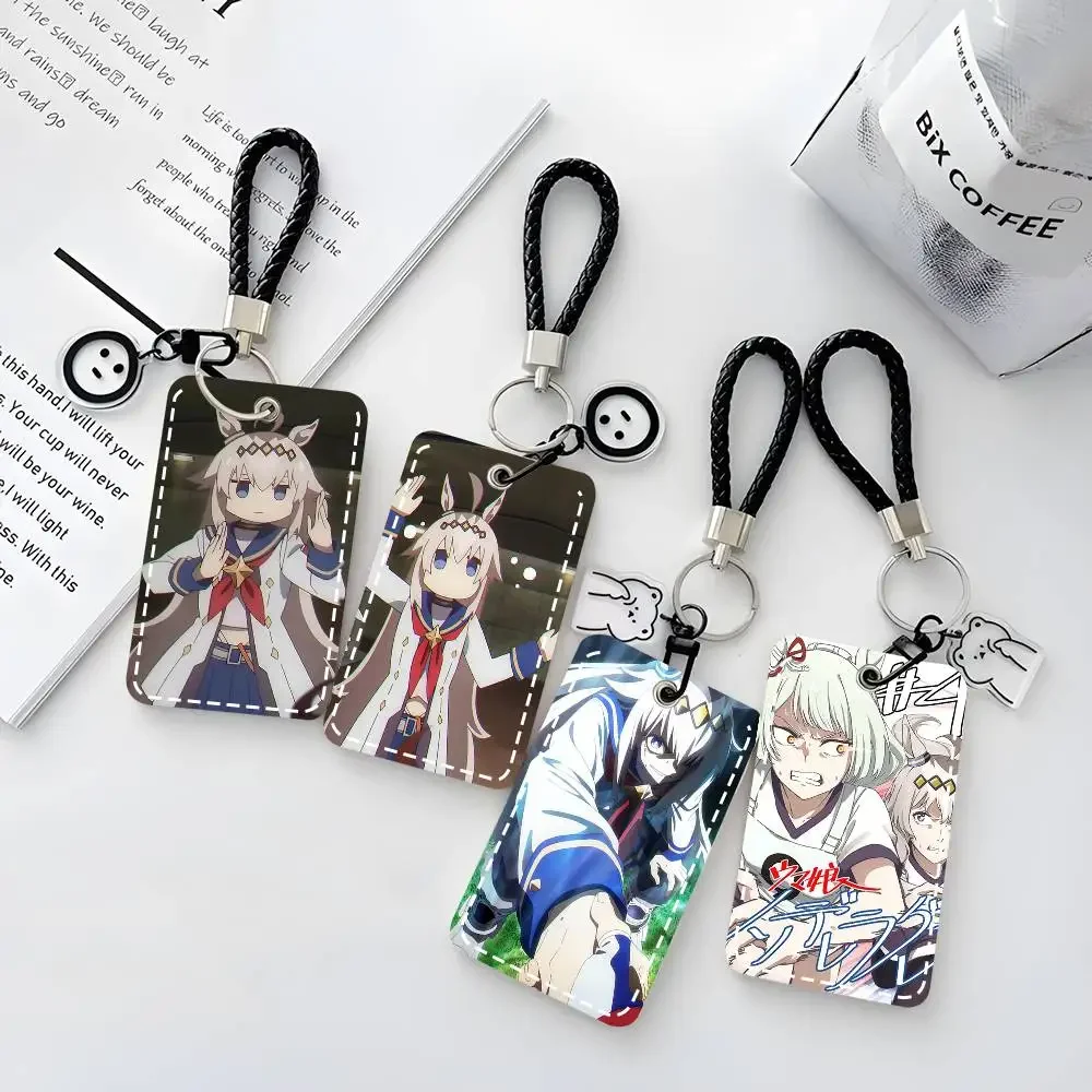 Anime U-Umamusume P-Pretty Derby Cinderella Gray Oguri Cap Card Case Keychain Access Card Bag Key Tag Ring Leather Card Holder