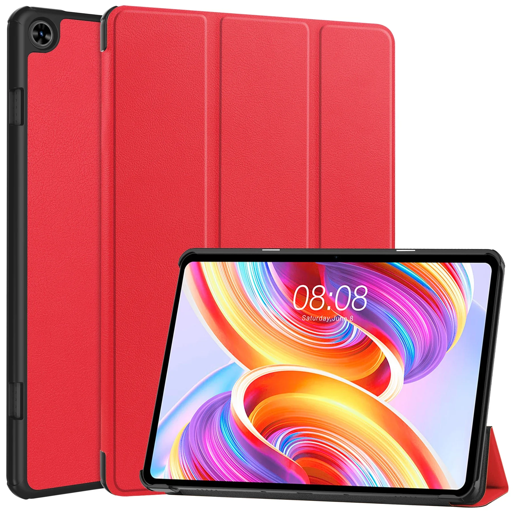 Auto Sleep Painted Smart Shell Case For Teclast T50 M40 Plus Pro P40 P20 HD P30S Hard PC+PU Leather Tri-Fold Stand Tablet Cover