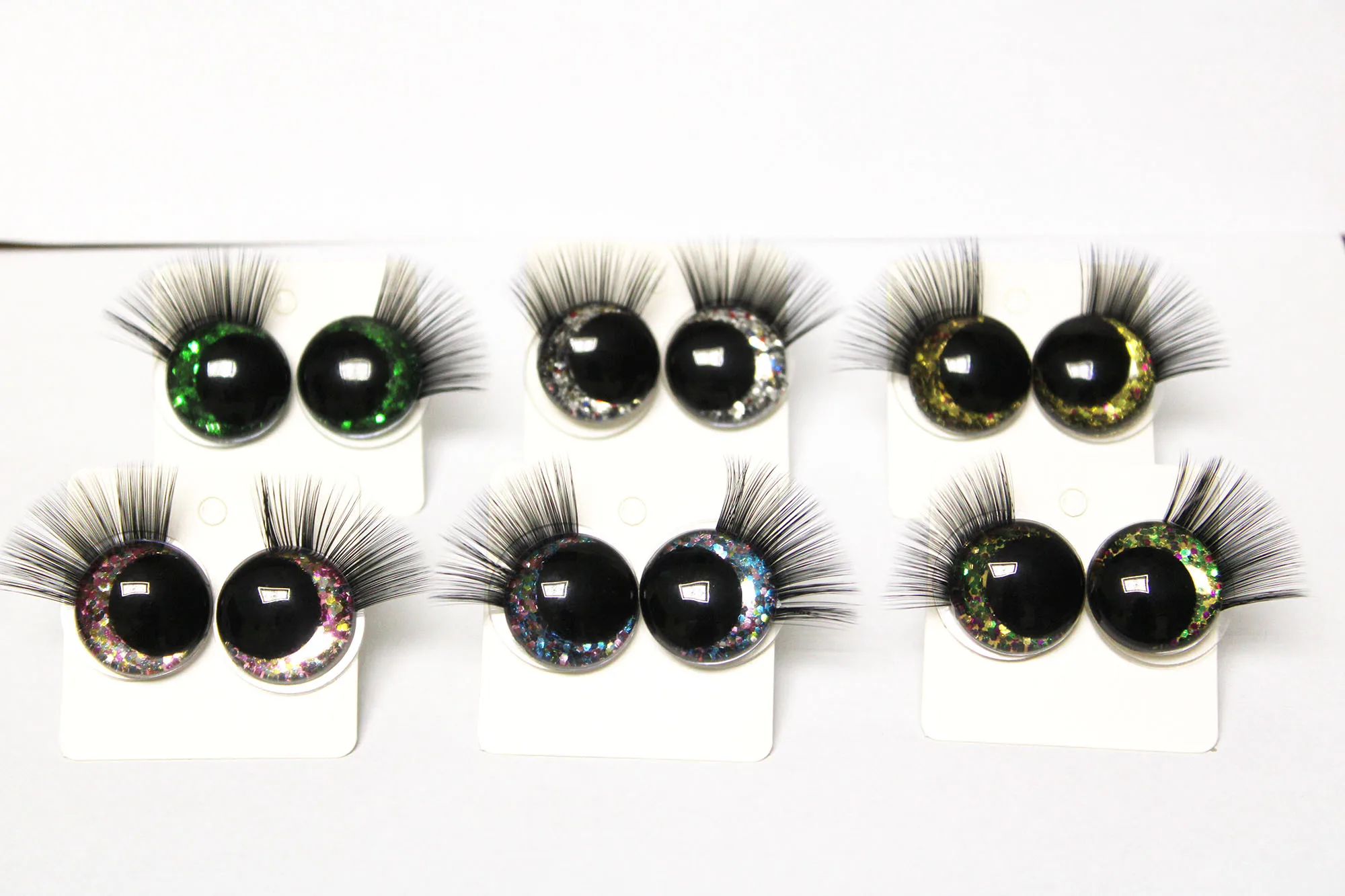 

10pairs/lot 12mm 14mm to 28mm black pupil COMICAL ROUND GLITTER TOY EYES with pupil eyes eyelash tray with washer- HS12