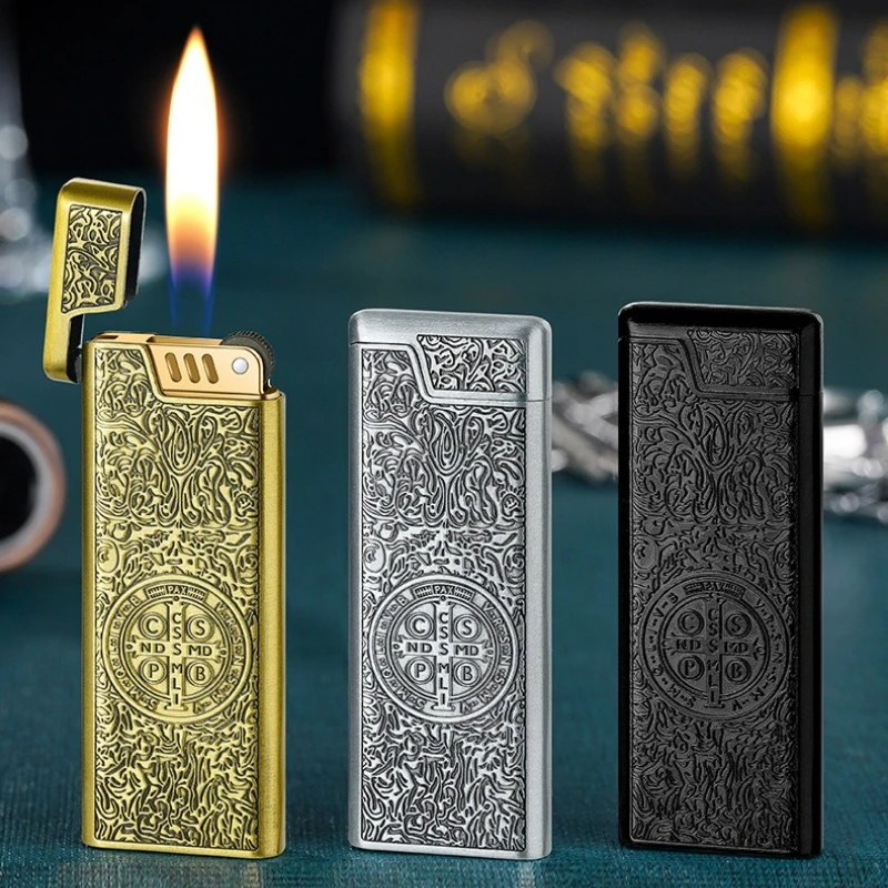 قسطنطين رقيقة الرجعية طحن عجلة الإشعال غاز البوتان أخف على الوجهين منحوتة في الهواء الطلق يندبروف نفخ ولاعات 8 مللي متر