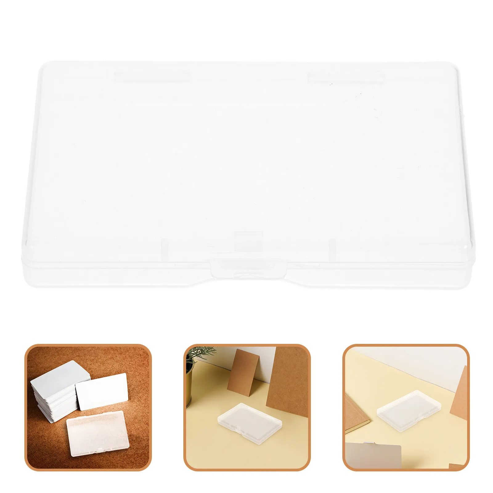 8Pcs Japanese Style Clear Plastic Card Storage Box Portable Business Card Holder for Networking Exhibitions Game Cards Office