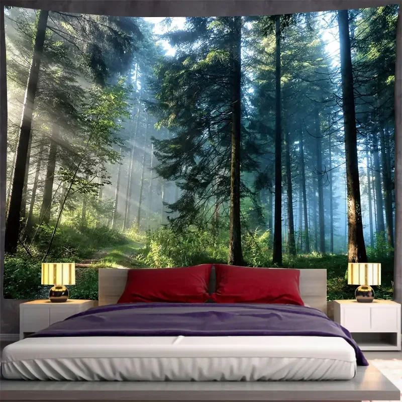 Forest Tree Scene Tapestry Room Wall Art Home Bedroom Aesthetic Y2k Decor Wall Hanging