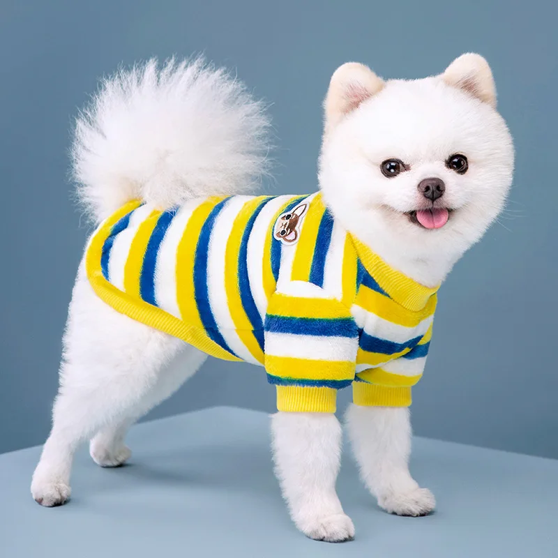 Soft Fleece Pet Clothes For Small Dogs Winter Warm Dog Vest Rainbow Striped Puppy Cats Clothing Chihuahua Poodle Shih Tzu Coats