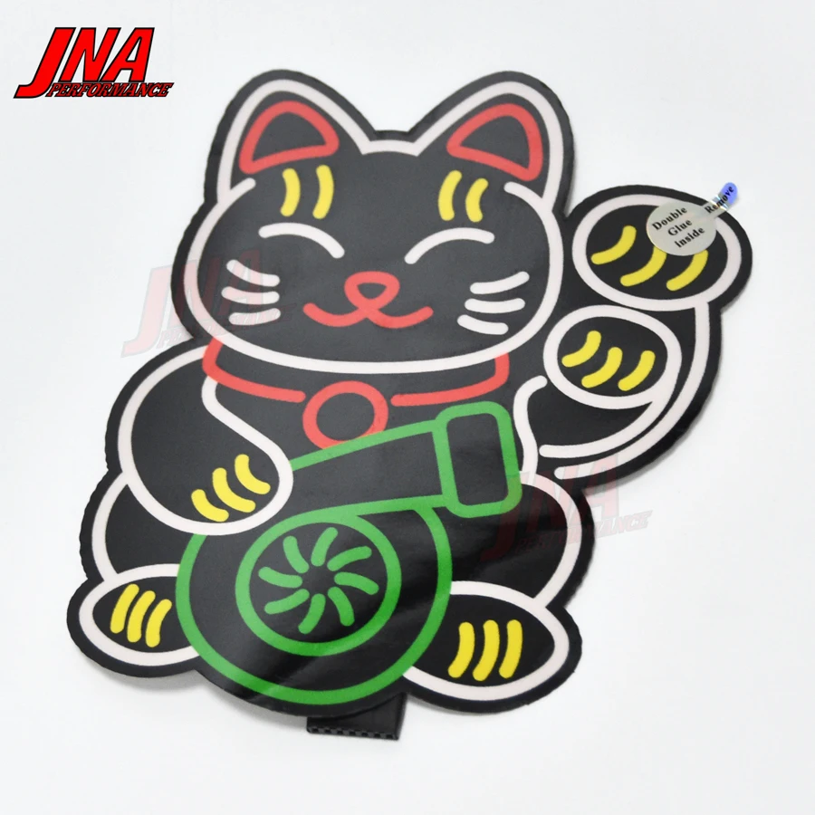 Turbo Fortune Cat LED Car Sticker JDM Welcoming Lucky Cat Electric Marker Lamp Cute Maneki-Neko Flashing Windshield Glow Panel