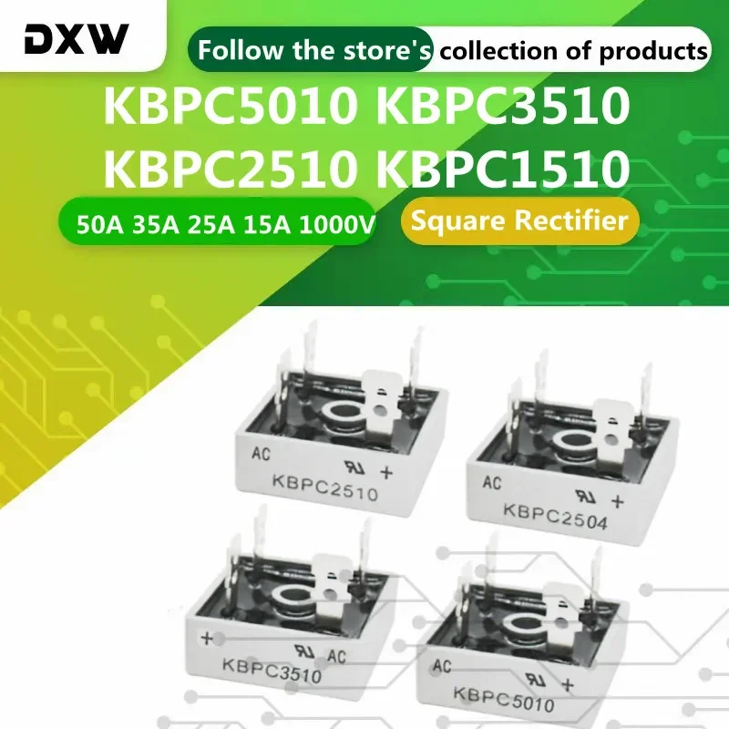 

50PCS/Box KBPC5010 3510 2510 1510 Diode Bridge Rectifier 50A 35A 25A 15A 1000V Square Rectifier