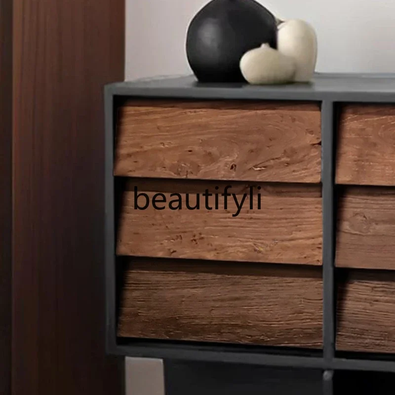 

Solid wood nine-chest cabinet Chinese storage side cabinet log