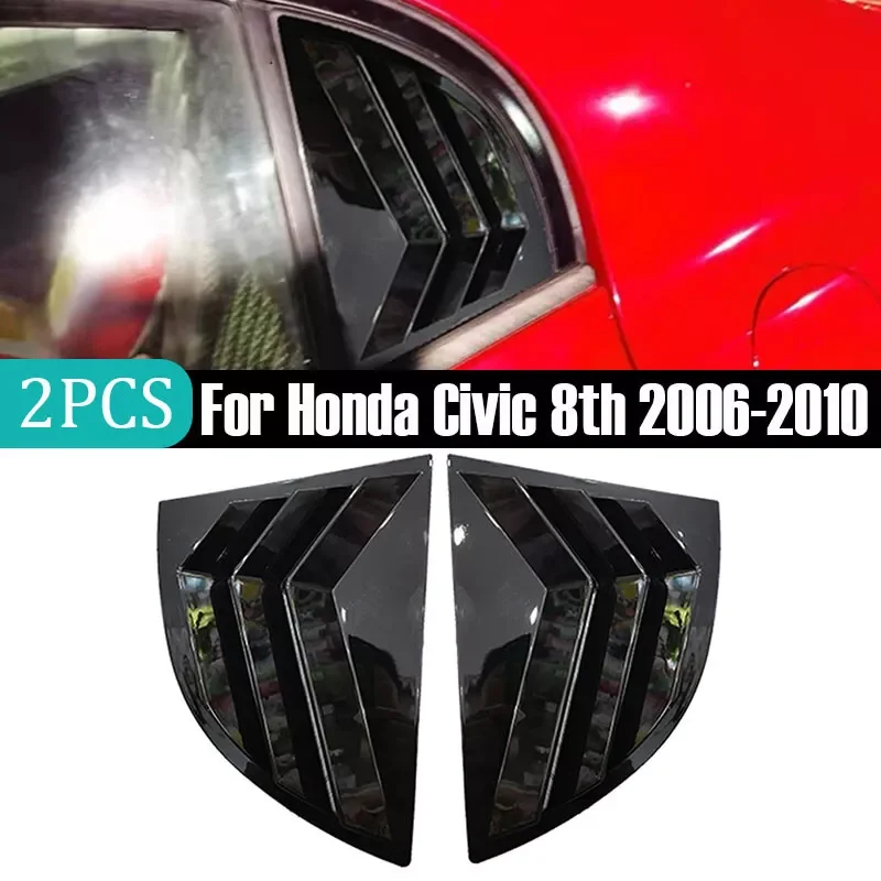 For Honda Civic Sedan 8th 2006-2010 Car Rear Louver Window Side Shutter Cover Trim Sticker Vent Scoop Accessories Vehicle Decor