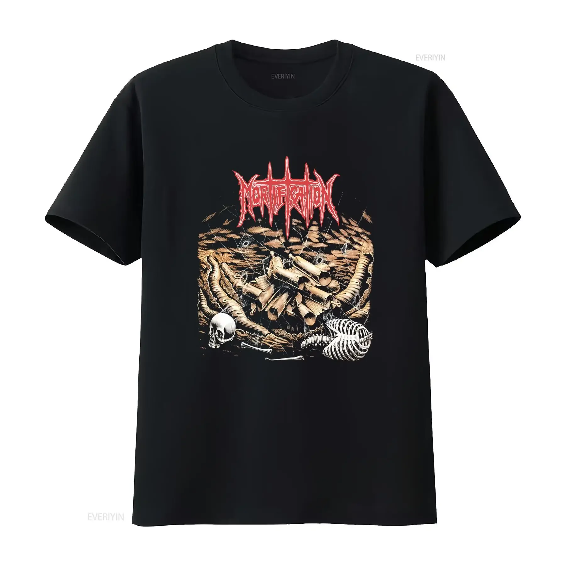Mortification Scrolls of the Megilloth Cotton Black Herren-T-Shirt S 5XL PM1885 Langarm-T-Shirt mit Totenkopf-Skelett-Gothic-Design