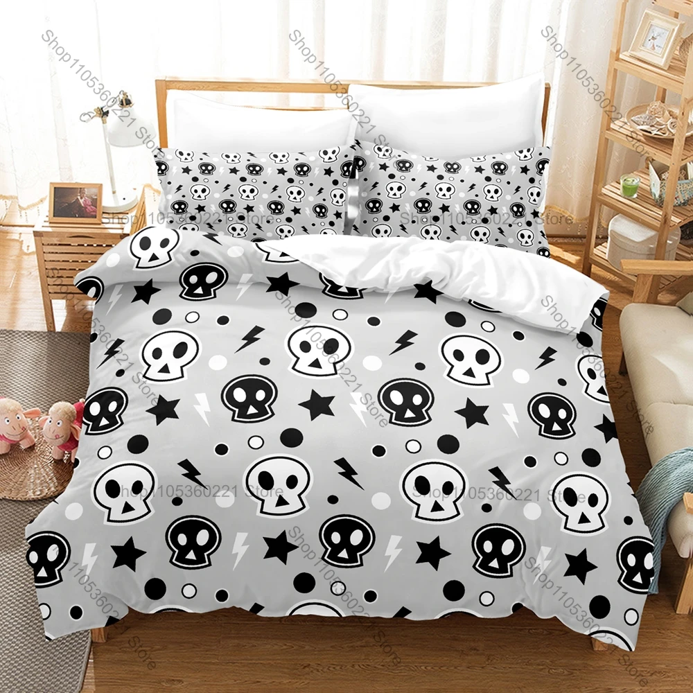 Kawaii Cool Skeleton Three Piece Bedding Set Luxury Comforter Set with Queen King Size Cool Two household goods Anime cama infan